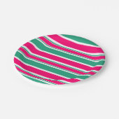 Rood - groen gestreept horizontaal patroon papieren bordje (Gekanteld)