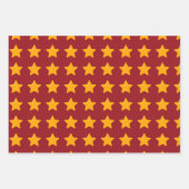 Rood groen gestreept inpakpapier - Gouden sterren (Voorkant)