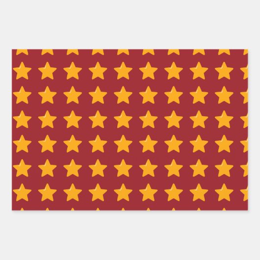 Rood groen gestreept inpakpapier - Gouden sterren (Voorkant)