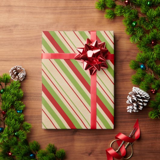 Rood groen gestreept patroonpapier cadeaupapier (Feestdagen Geschenken)
