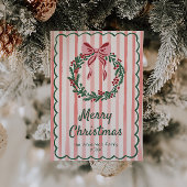 Rood groen getrokken krans boog Kerstmis niet-foto Feestdagenkaart