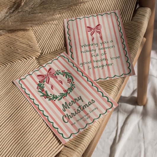 Rood groen getrokken krans boog Kerstmis niet-foto Feestdagenkaart