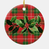 Rood groen geverfd in Holly | Familie eerste kerst Keramisch Ornament (Achterkant)