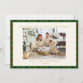 Rood Groen Gingham Plaid Aangepaste Foto Kerstmis Feestdagenkaart (Voorkant)