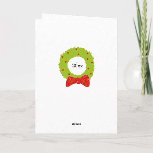 Rood Groen Glitter Bow Kat Kerstmis Verjaardag Kaart (Achterkant)