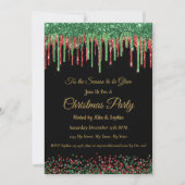 Rood Groen Glitter Dripping Kerstfeest Zwart Kaart (Voorkant)