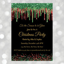 Rood Groen Glitter Dripping Kerstfeest Zwart