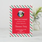 Rood/Groen Glitter Framed Funny Kerstparty Kaart (Staand voorkant)