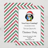 Rood/Groen Glitter Framed Funny Kerstparty Kaart (Voorkant / Achterkant)