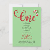 Rood & Groen Glitter Kerst Feest 1e Verjaardag Kaart (Voorkant)