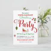 Rood Groen Glitter Witte Olifant Kerstfeest Kaart (Staand voorkant)