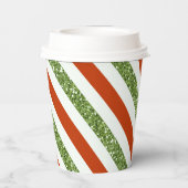 Rood Groen Glitter Witte Strepen Vakantie Kerstmis Papieren Bekers (Achterkant)