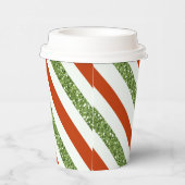 Rood Groen Glitter Witte Strepen Vakantie Kerstmis Papieren Bekers (Rechts)