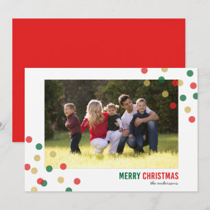 Rood Groen Goud Confetti Foto Merry Christmas Kaar Kaart