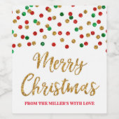 Rood Groen Goud Confetti Vrolijk Kerstmis Douane Wijn Etiket (Enkel label)