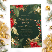 Rood Groen Goud Elegant Vakantie Kerstfeest Kaart