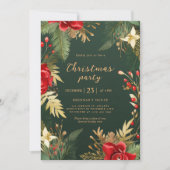 Rood Groen Goud Elegant Vakantie Kerstfeest Kaart (Voorkant)