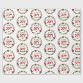 Rood Groen Goud Familienaam Krans Retro Kerstmis Cadeaupapier (Vlak)