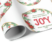 Rood Groen Goud Familienaam Krans Retro Kerstmis Cadeaupapier (Rol Hoek)