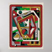 Rood Groen & Goud Geometrisch Abstract Poster (Voorkant)
