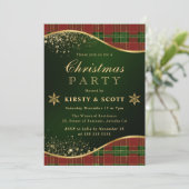 Rood, Groen & Goud Geruit Kerstfeest Kaart (Staand voorkant)
