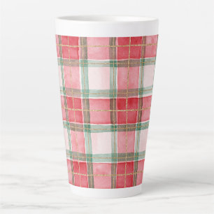 Rood Groen Goud Geruit Strepen Kerstmis Latte Mok
