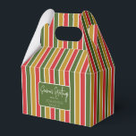 Rood, Groen, Goud Gestreepte Vakantie Groet Bedankdoosjes<br><div class="desc">Rood,  groen en goud gestreepte gunst doos met een eenvoudige vakantie groet label. Perfect voor alle cadeau decoratie thema's; eenvoudig / minimalistisch tot maximalistisch afhankelijk van extra versieringen.</div>