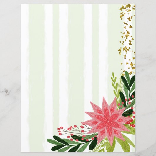 Rood Groen Goud Glans Roze Rood Bloemmotief Briefp (Voorkant)