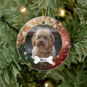 Rood Groen Goud Glitter Custom Huisdier Puppy Dog  Keramisch Ornament