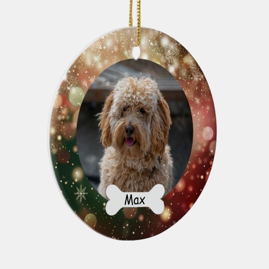 Rood Groen Goud Glitter Custom Huisdier Puppy Dog  Keramisch Ornament (Rechts)