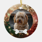 Rood Groen Goud Glitter Custom Huisdier Puppy Dog  Keramisch Ornament (Voorkant)