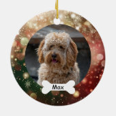 Rood Groen Goud Glitter Custom Huisdier Puppy Dog  Keramisch Ornament (Achterkant)