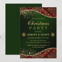 Rood, Groen & Goud Glitter Damast Kerstfeest