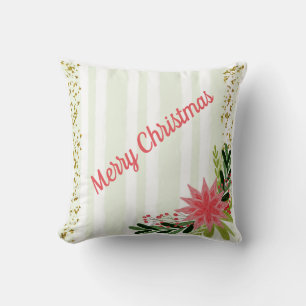 Rood Groen Goud Glitter Poinsettia Kerstmis Kussen