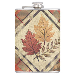 ROOD GROEN GOUD HERFST PLAID PATRONEN MET BLADEREN HEUPFLES