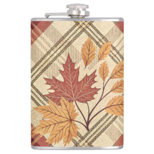 ROOD GROEN GOUD HERFST PLAID PATRONEN MET BLADEREN HEUPFLES