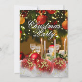 Rood Groen Goud Holly Baubles Kerstfeest Kaart (Voorkant)