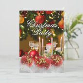 Rood Groen Goud Holly Baubles Kerstfeest Kaart (Staand voorkant)