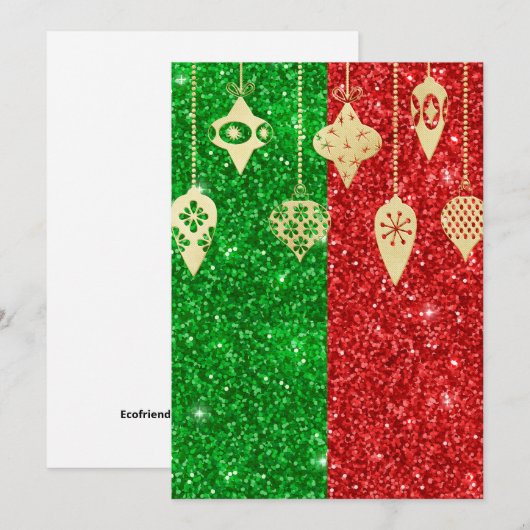 Rood Groen Goud Kerst Kaart (Voorkant / Achterkant)