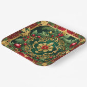 Rood Groen Goud Kerst Papier Bord (Gebogen)
