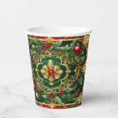 Rood Groen Goud Kerst Papier Cups Papieren Bekers (Voorkant)