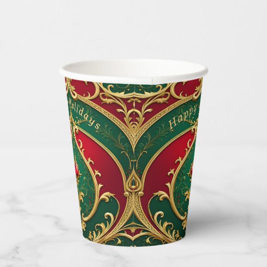 Rood Groen Goud Kerst Papier Cups Papieren Bekers (Rechts)