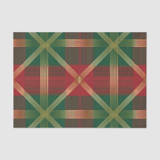 ROOD GROEN GOUD KERST PLAID PATROON TISSUEPAPIER (Voorkant)