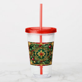 Rood Groen Goud Kerst Vakantie Acryl Tumbler Acryl Drinkbeker