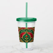 Rood Groen Goud Kerst Vakantie Acryl Tumbler Acryl Drinkbeker (Voorkant)