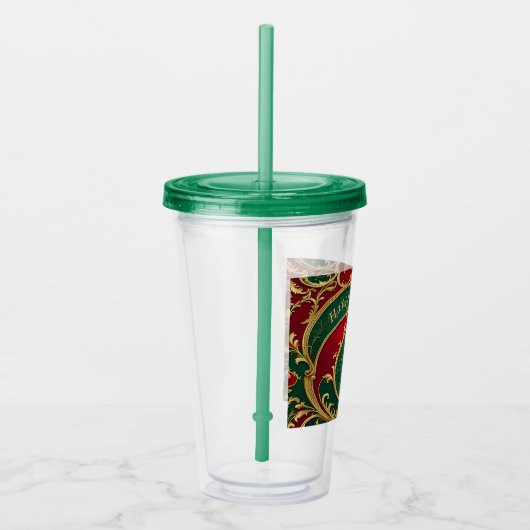 Rood Groen Goud Kerst Vakantie Acryl Tumbler Acryl Drinkbeker (Rechts)