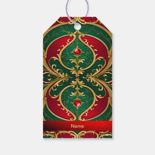 Rood Groen Goud Kerstcadeau Label Cadeaulabel (Voorkant)