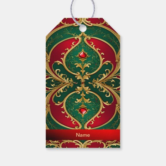 Rood Groen Goud Kerstcadeau Label Cadeaulabel (Achterkant)