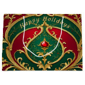 Rood Groen Goud Kerstcadeau Tas Groot Cadeauzakje (Voorkant)
