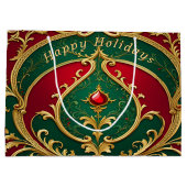 Rood Groen Goud Kerstcadeau Tas Groot Cadeauzakje (Achterkant)